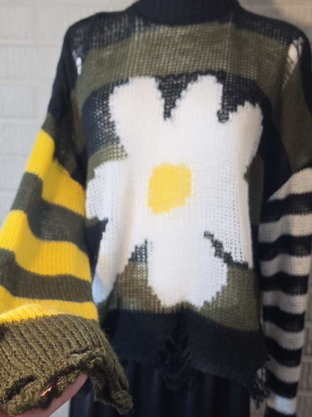 Ragged Priest Destroyed Daisy Knit Jumper Size Small
